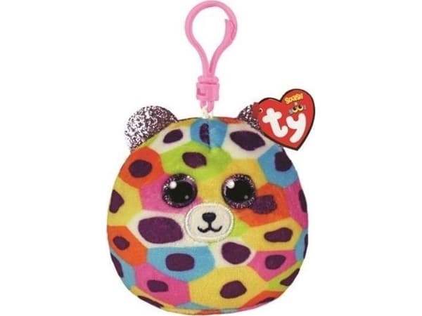TY Squish-a-Boos GISELLE nyckelring maskot - regnbågsleopard 8,5 cm 39564