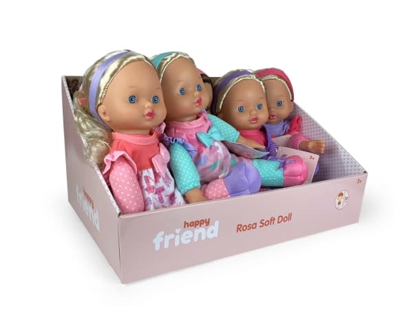 Happy Friend Vaaleanpunainen pehmeä nukke hiuksilla 30 cm 6 muunnelmaa CDU