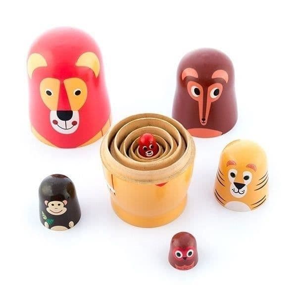 Matryoshka-dockor - Ej specificerad - Trä-djur - 6 figurer - Montessori-design - Flerfärgad