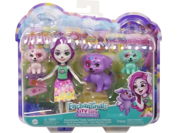 Mattel Enchantimals Dalmatian Family Dessa Dalmatian nukke + hahmot GJX43 HKN14