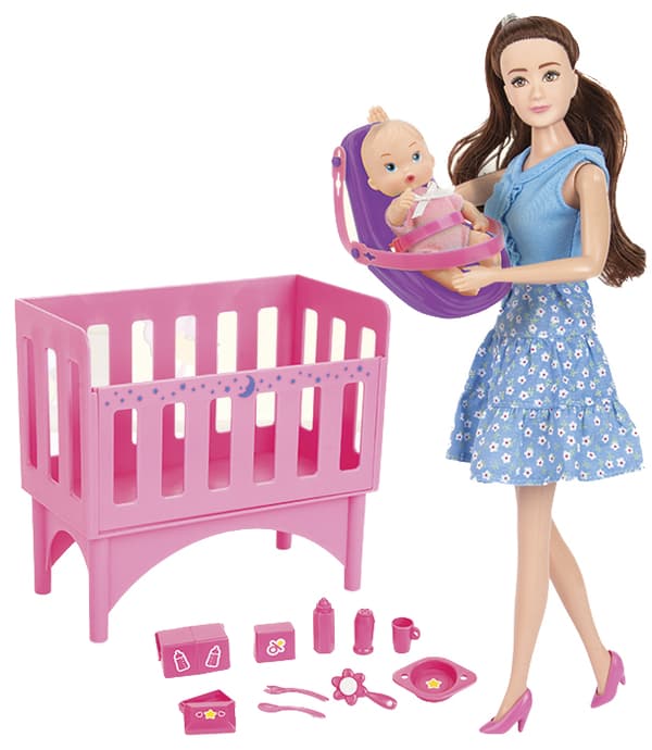 Kari Michell Babysitter docka med baby och barnsäng