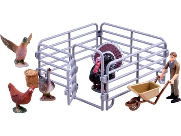 Figur Yokomisiada av djur - bondgård, kalkon, tupp (ZA2989 A)