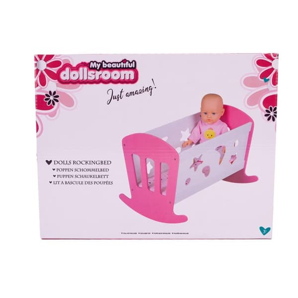 My Beautiful Dollsroom Trädocksäng 49x37x35 cm Rosa/Vit