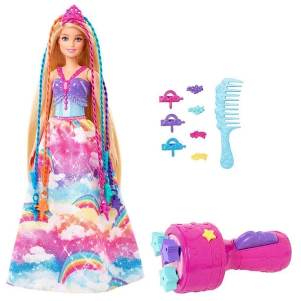 Barbie Dreamtopia hårvårdsdocka + tillbehör