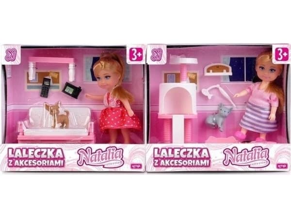 Artyk Natalia-nukke salongissa asusteineen 11 cm sekoitus