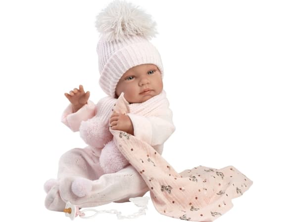 Llorens 84338 Vinyylinukke Tina 43 cm ja vaaleanpunainen pyyhe