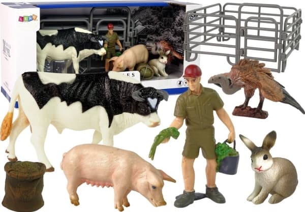 Figurka LeanToys Duży Figurek Farma Wieś Krowa Świnia Zając Sęp