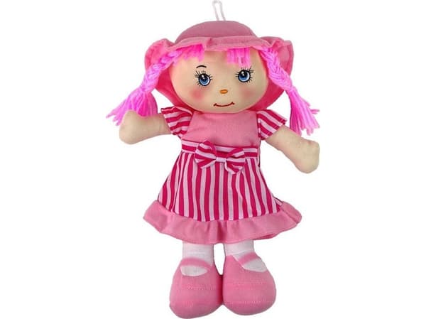 LeanToys Rosa stripete filledukke Kosedyr 28 cm