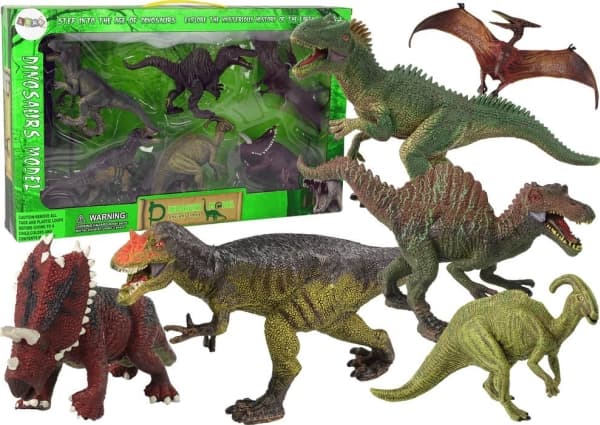 LeanToys Stor dinosauriefigur 6-delad dinosauriefigur förhistoriska exemplar
