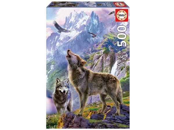 Educa 500 Wolves In The Rocks