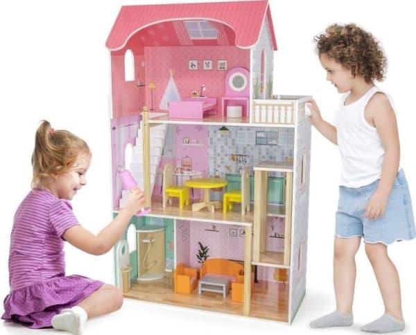 Viga Toys Stort dockhus i trä