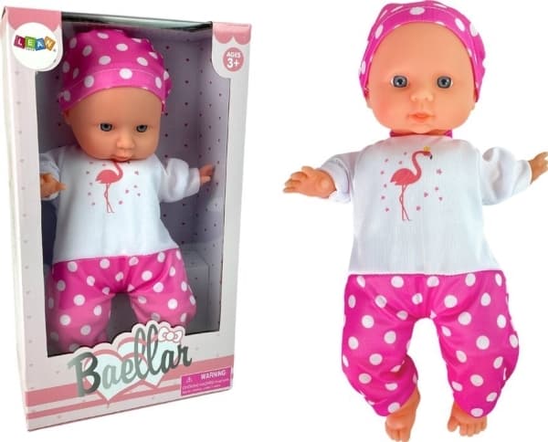 LeanToys Baby Doll Pyjamas med rosa prickar 30 cm