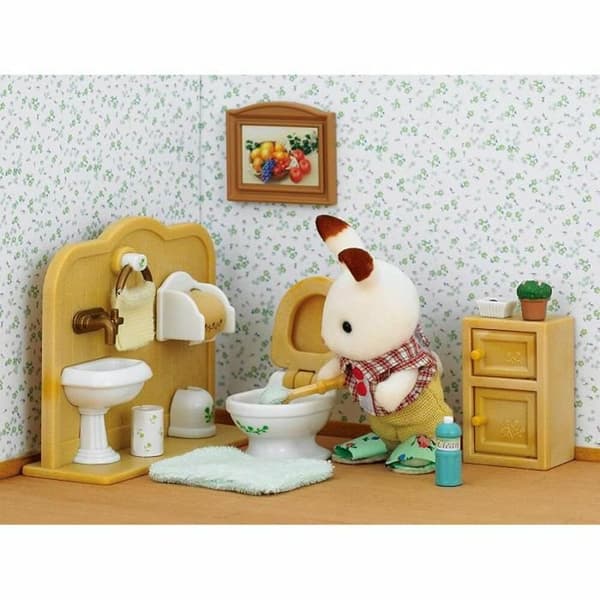 Action Figurer Sylvanian Families Chocolate Rabbit and Toilet Set