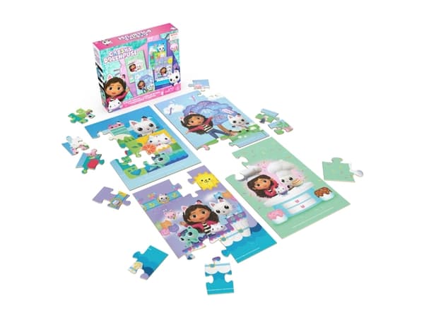 Spin Master Games Gabby’s Dollhouse 4 Wood Puzzles, 12 kpl, Sarjakuvat, 4 vuosi/vuosia