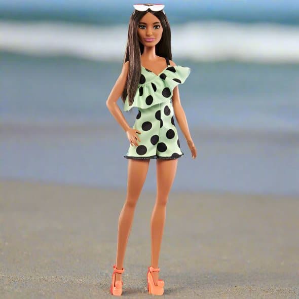 Barbie Fashionistas Doll 200 Green And Black Spotted Dress