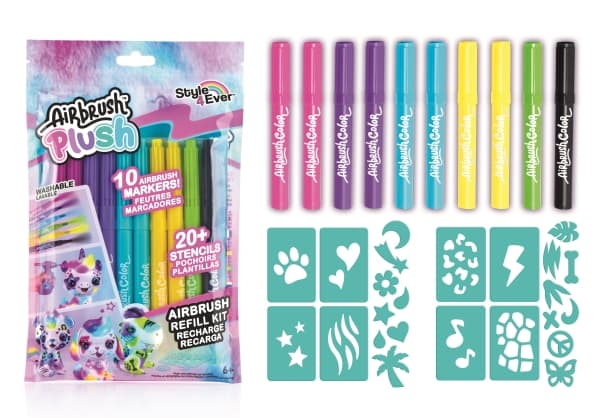 Airbrush Plush Refill sett 10 fargede penner