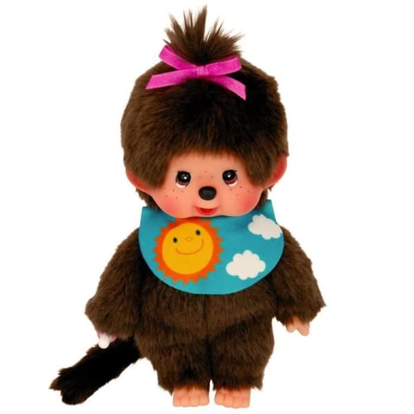 Monchhichi docka - Sekiguchi - Tjej med sömniga ögon - 20 cm - Mjuk kropp - Rörliga ögonlock