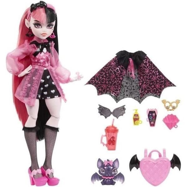 Monster High-Draculaura-docka med husdjursfladdermus HHK51
