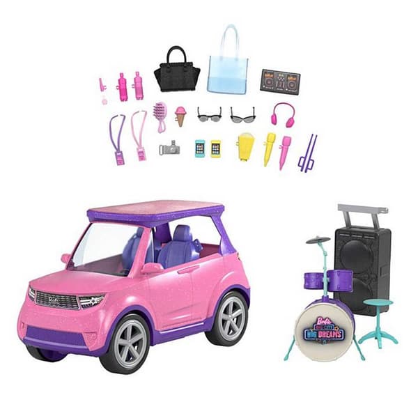 Barbie Pink Glitter Musical Car Dreamhouse Flerfarvet 3 Years