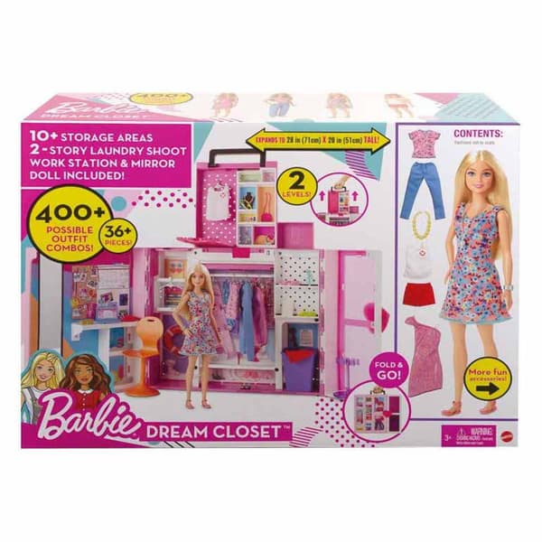 Barbie Drømmeskab Fashionista 2.0 Med Dukke Rosa
