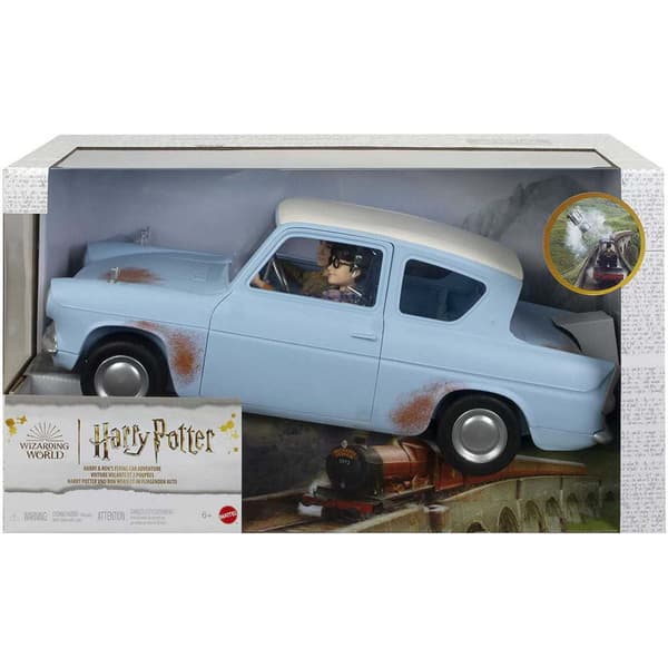 Harry Potter Og Ron Med En Flyvende Bilfigur Harry Flerfarvet