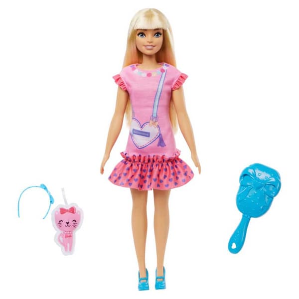 Barbie Blondi Kissa-nuken Kanssa My First Pinkki