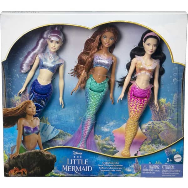 Disney Princess Sisters Mermaids-nukke Scallop Pack 3 Sininen