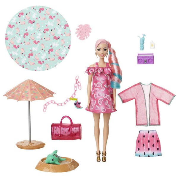 Barbie Med Skum Vattenmelon överraskning Med Klänning Och Leksak Sommar Modeaccessoarer Color Reveal Flerfärgad