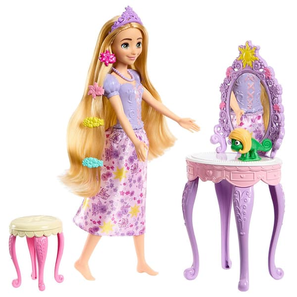 Disney Princess Med Sminkbordsdocka Rapunzel Rosa