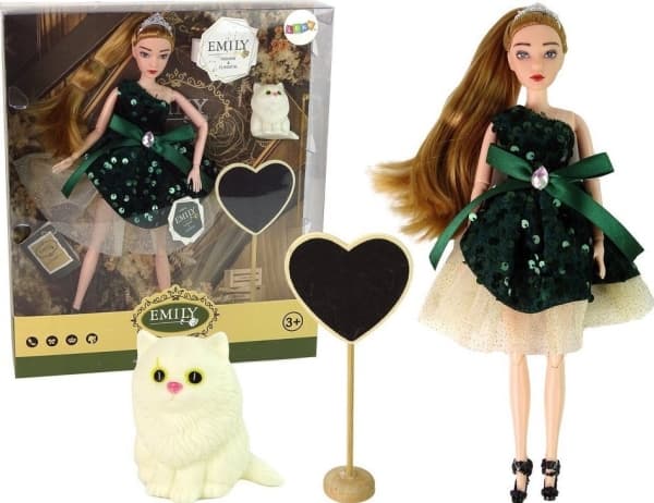 LeanToys barnedukke Emily Wooden Heart White Kitty