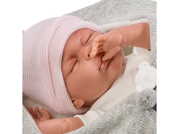 Llorens Mimi itkunukke harmaassa makuupussissa, 40 cm (GXP-607949)