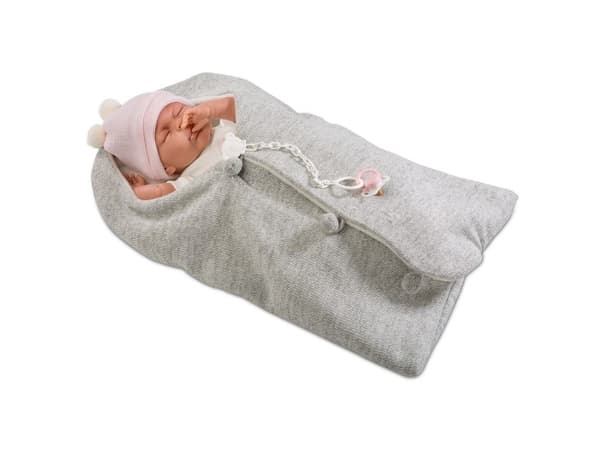 Llorens Mimi gråtande docka i grå sovsäck, 40 cm (GXP-607949)