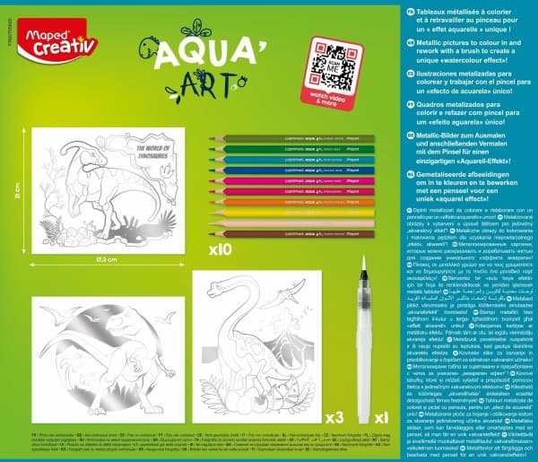 Maped Aqua Art, 3 sider, Gutt/Jente, Blyant(er) inkludert, Fargebilder, sett