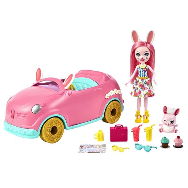 Enchantimals Mobil Bil Bunny 10.2´´ 10 Stykke Sæt Med Dukke Bunny Figur Og Tilbehør Flerfarvet 4 Years