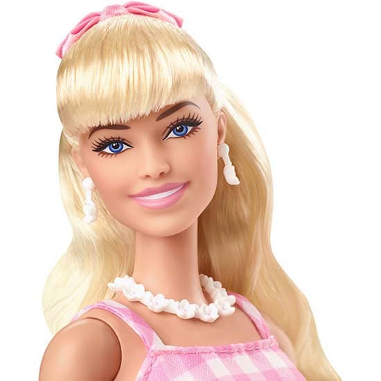 Barbie Keräilykuvana Elokuvasta Vintage-ruudullisessa Mekossa Margot Robbie Pinkki