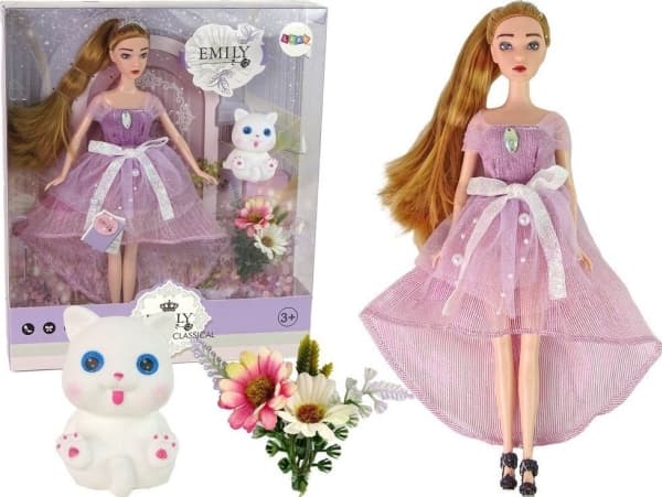 LeanToys Baby Doll Emily Långhårig Vit Katt