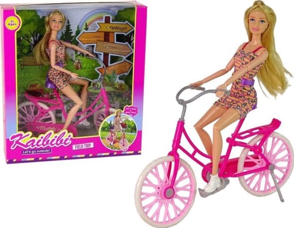 LeanToys Sykkeldukke Plast Rosa