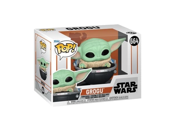 FUNKO POP! Grogu in Hovering Pram, Samlarfigur, Filmer och TV-serier, 150 g