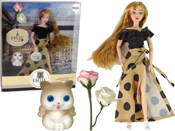 LeanToys Emily Doll med Cat Roses langt hår