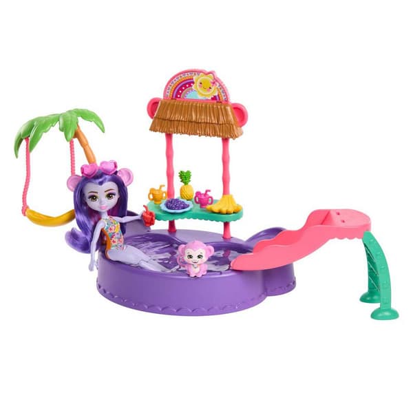 Enchantimals Apa Med Pool Och Tillbehör Mini Docka Sunshine Island Rosa