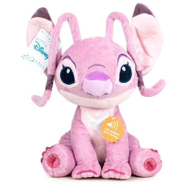 Disney Stitch Teddy Angel With Sound 40 Cm Rosa