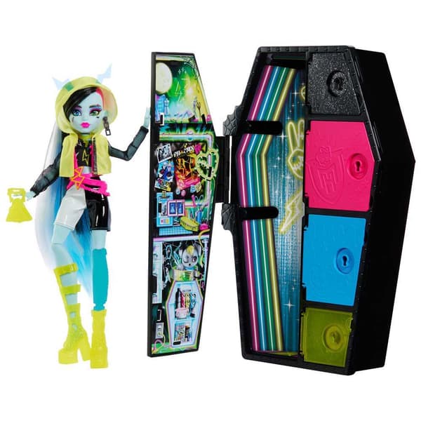 Monster High Med Neon Frights Closet Doll Skulltimate Secrets Frankie Stein Flerfarvet