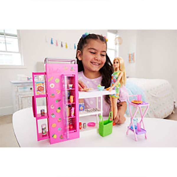 Barbie Ja Ultimate Kitchen Pantry-leikkisetti. Jossa On Yli 25 Kappaletta Nukke Pinkki