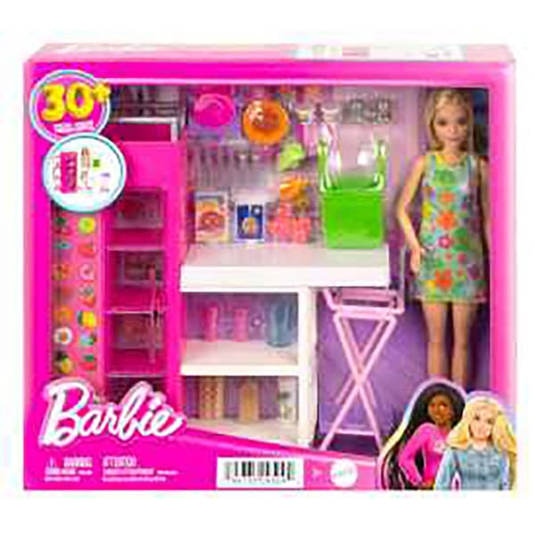 Barbie Ja Ultimate Kitchen Pantry-leikkisetti. Jossa On Yli 25 Kappaletta Nukke Pinkki