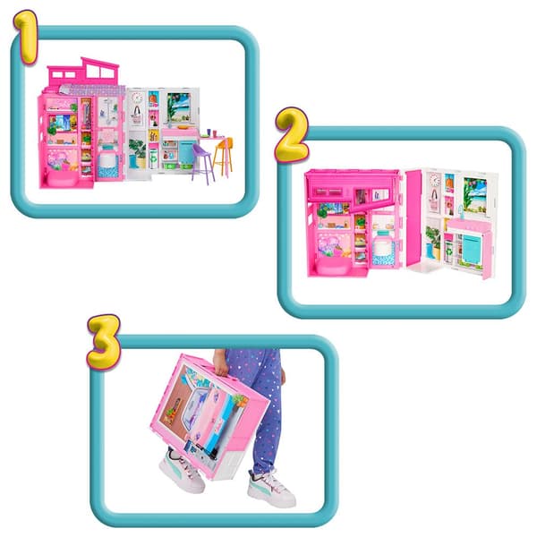 Barbie Vuosipäivä Kanssa 65th 4 Huone Huoneisto Huonekalut Nukke Pinkki
