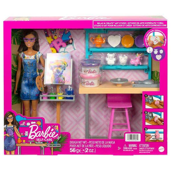 Barbie Slappna Av Och Skapa Konststudio Lekset Och Docka Flerfärgad 3 Years