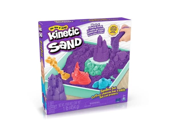 Kinetic Sand KNS ACK Sandbox Set V2 Purple FR GML, Magisk sand för barn, 3 År, Giftfri, Lila