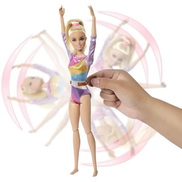 Barbie-Gymnastik-Box med docka och mer än 10 tillbehör HRG52
