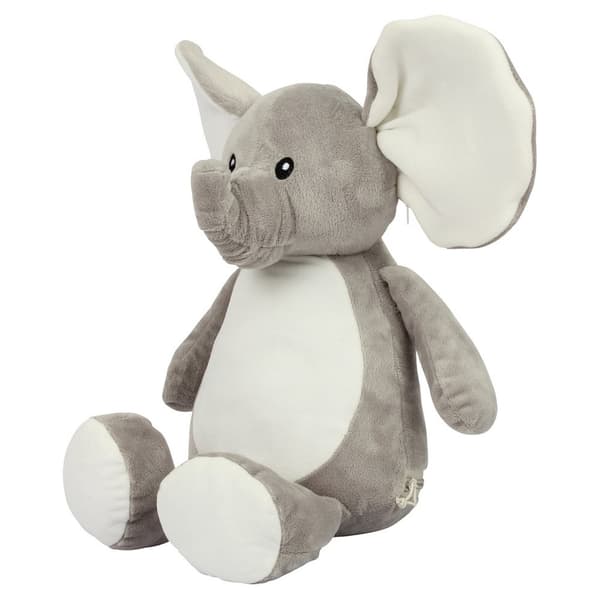Mumbles Zipped Elephant Plush Toy Grey One Size