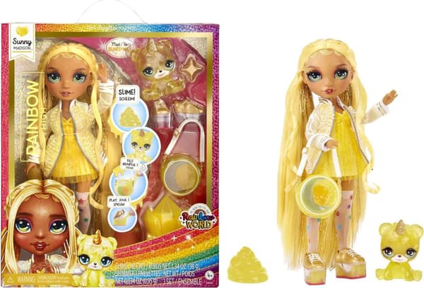 Rainbow High Fashion Doll with Slime & Pet - Sunny Madison (Yellow)